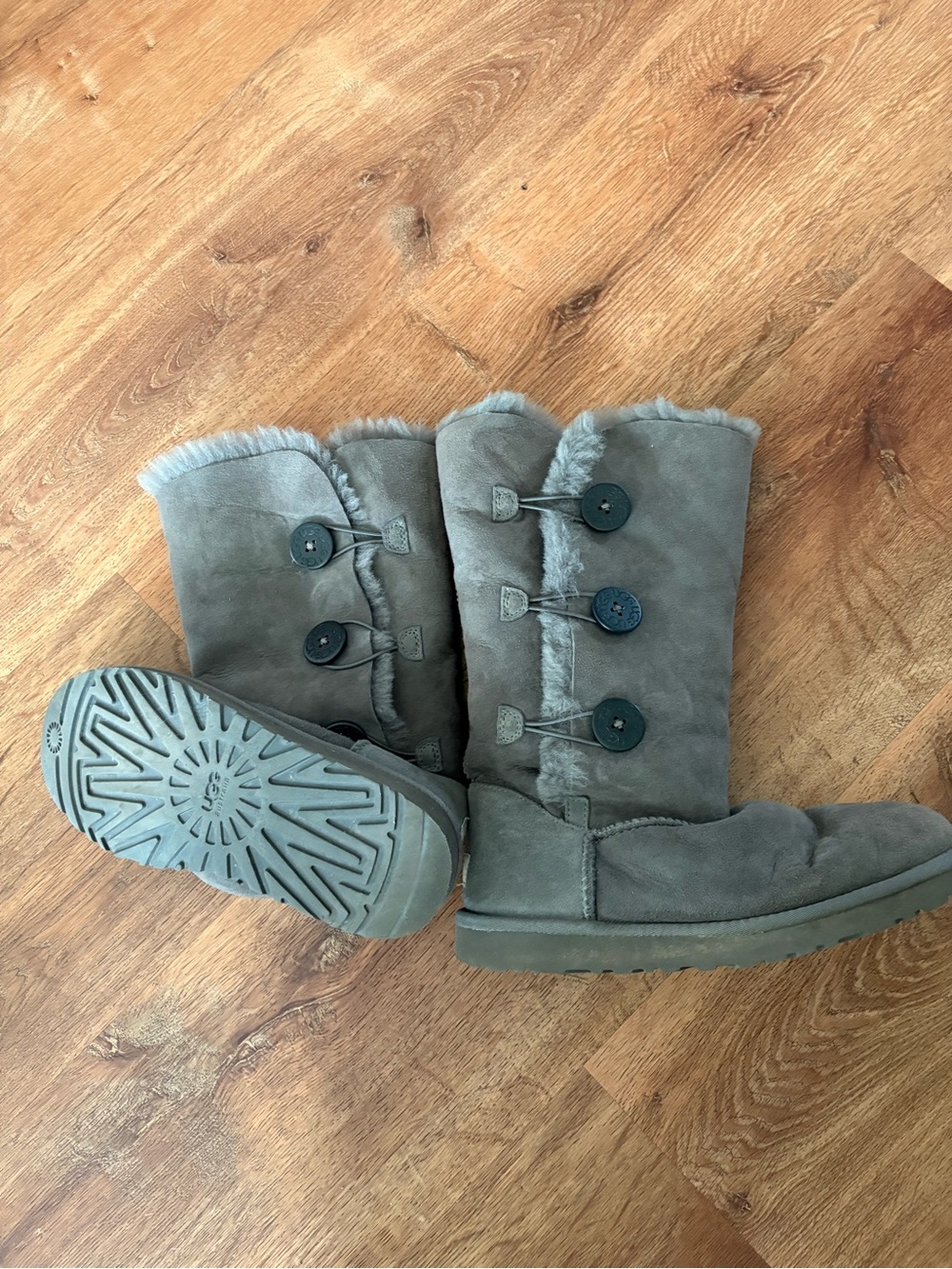 Women's Gray Button UGG Boots